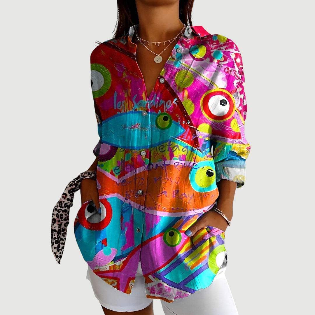 Billie™ - Bluse med farverigt design