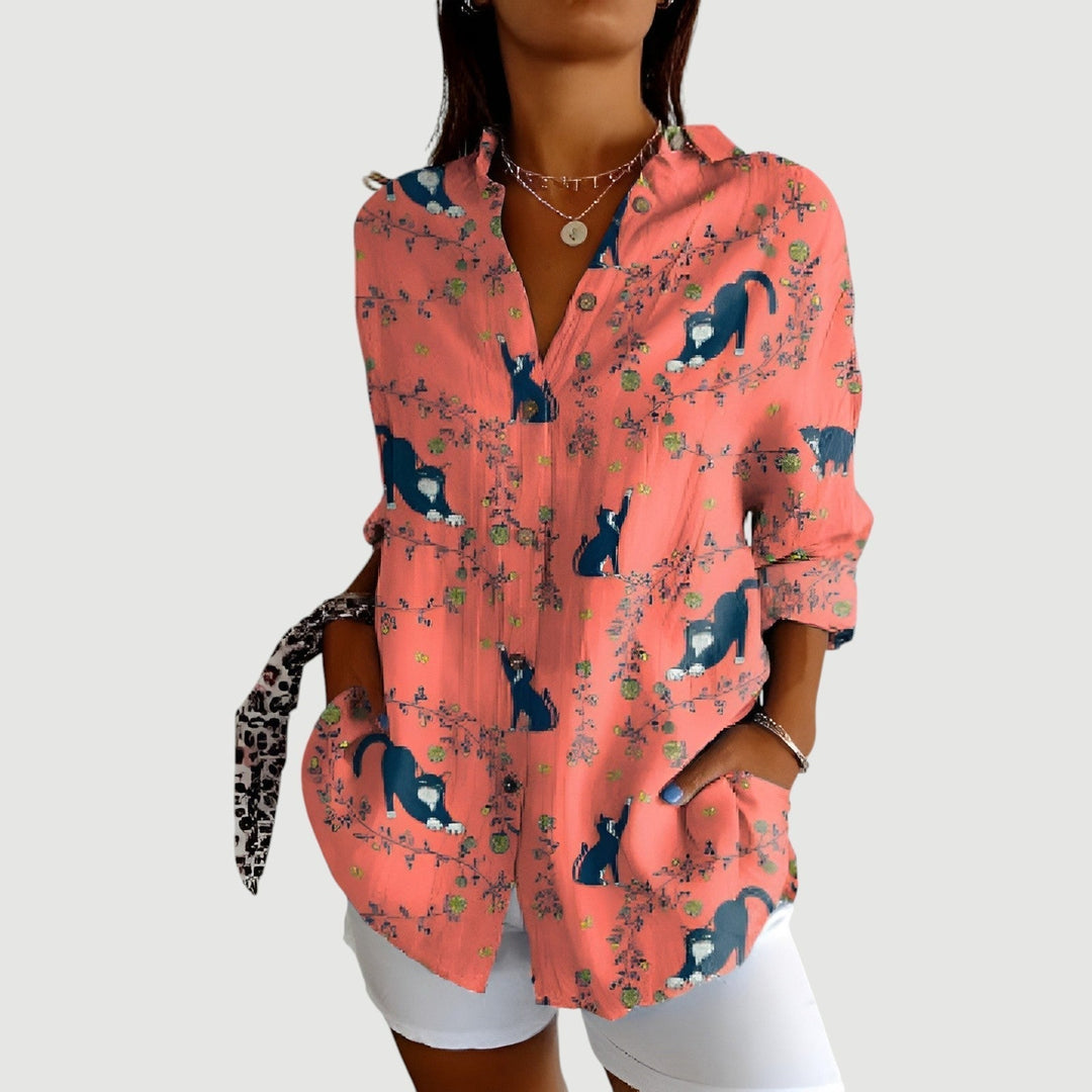 Debra™ - Bluse med farverigt design