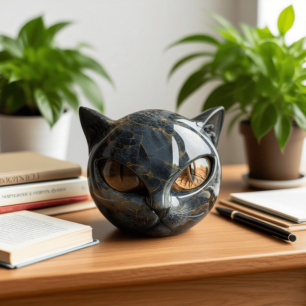Nora™ | NyxCharm – Mystisk kattefigur i poleret marmor